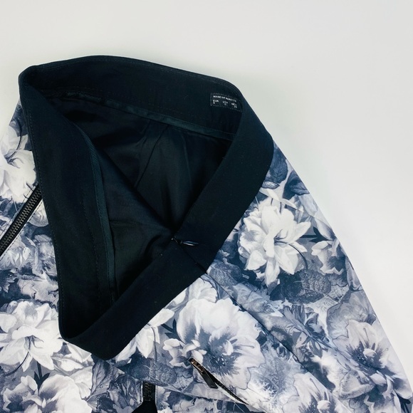Zara Basic Black & White Floral Envelope Asymmetrical Zipper Detail Skirt - Picture 11 of 16